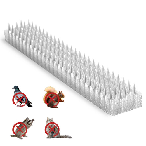 Touri 24 Pack Clear Transparent PVC Bird Spike Strips for Outside Fences and Roofs to Keep Birds, Pigeons, Cats, Squirrels, Raccoons Away and Keep Birds from Building Nest