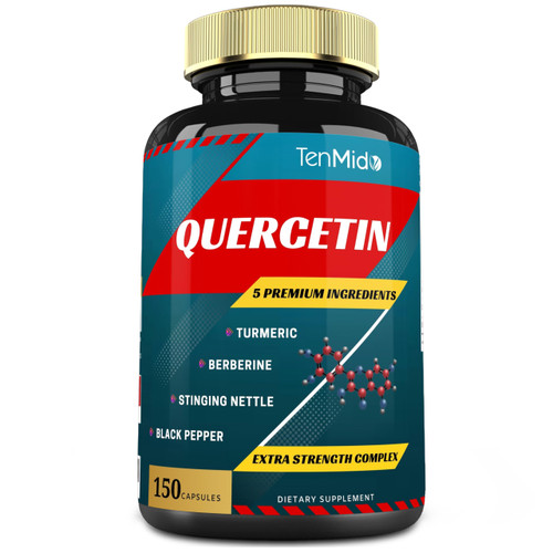 Tenmido Quercetin Supplements Capsules - Supports Immune System & Heart Health, Antioxidants with Berberine, Stinging Nettle, Turmeric, Black Pepper - 150 Capsules - 5 Months Supply