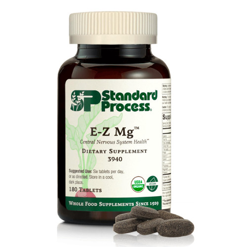 Standard Process E-Z Mg - Central Nervous System Health Supplement - Contains Magnesium, Iron & Vitamin K1 - Aids Sleep Pathways - Gluten-Free, Non-Dairy & Non-Soy - 180 Tablets (30 Servings)