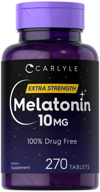 Carlyle Melatonin 10mg | 270 Tablets | with L-Theanine | Vegetarian, Non-GMO, Gluten Free Supplement