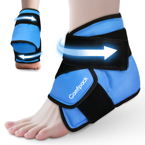 Comfpack Heel Ice Pack Wrap for Plantar Fasciitis Relief, Ankle Ice Pack Wrap for Swelling, FSA Eligible, Reusable Gel Cold Pack for Foot Pain Relief, Achilles Tendonitis, Ankle Sprain, Heel Pain