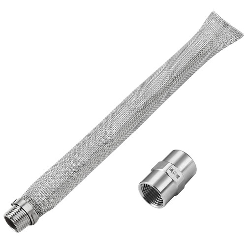 LitKiwi 12-inch Bazooka Screen Boil Screen(1/2" NPT) with Pipe Fitting(1/2"x 1/2" Female NPT),Reusable Stainless Steel 304 Beer Filter Tube,Mash and Tun Boil Screen for Home Brewing and Wine Making