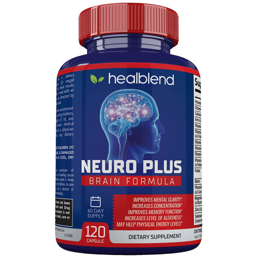 Neuro Plus Brain & Focus Formula - Nootropic Brain Booster Supplement, Supports Brain Health, Mental Clarity & Focus - Enhances Concentration & Mental Energy – 120 Capsules (1)