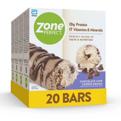 ZonePerfect Protein Bars | 10g Protein | 15 Vitamins & Minerals | Nutritious Snack Bar | Chocolate Chip Cookie Dough | 20 Bars