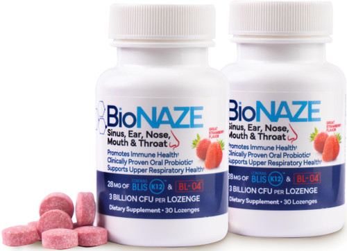 Bionaze Oral Probiotic BLIS K12 & BL-04 for Sinus, Tonsil Stones, Bad Breath, Post Nasal Drip, Throat & Mouth. Improve Upper Respiratory Health with Clinically Proven Oral Probiotics (2 Pack)