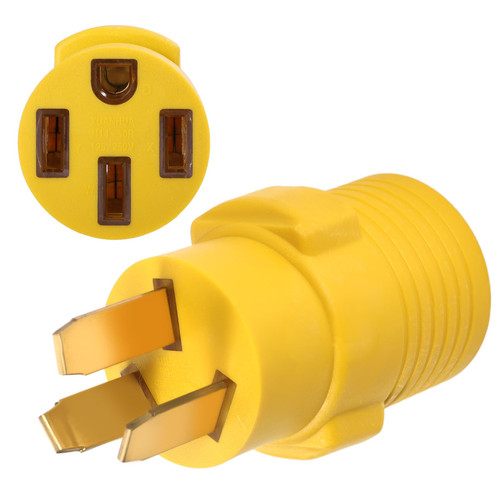 NEMA 10-50P to 14-50R Adapter Connector, VSEER 50Amp 120V/250V 3 Prong Male Plug to 4 Prong Female Receptacle, for Generator RV EV Charger, Yellow