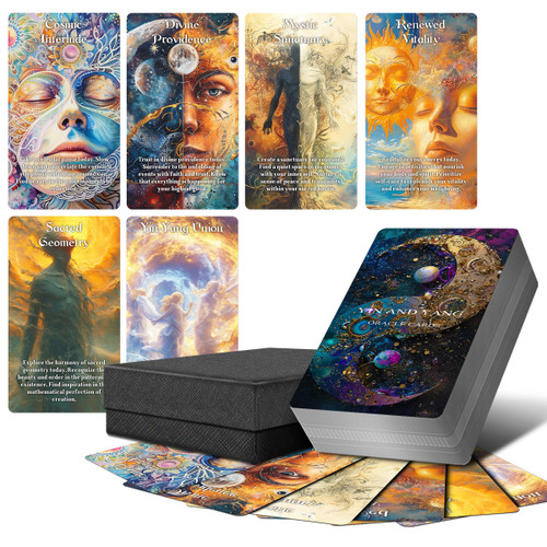 ZZBUY Yin and Yang Oracle Cards, 68 Karma Connection Oracle Deck for Beginner with Meanings on Them, Evaluate Emotions, Relationships, Career, Health, Life (Black)
