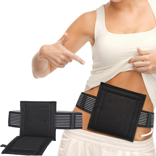 [2 Pack] Feeding Tube Belt, PEG Tube Holder G-Tube Abdominal Belt Breathable Black with Slit for G Tube J Tube PEG Tube Supplies, No More Taping The Tube