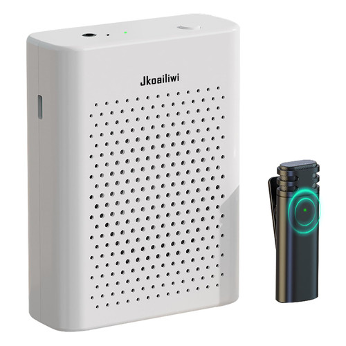 Jkoailiwi Newest Voice Amplifier Wireless Microphone, Classroom Microphone for Teachers, PA System with Wireless Microphone and Speakers for Yoga, Meetings, Speeches, and Tours, White