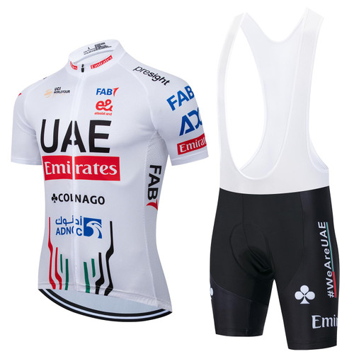 Men's Cycling Jersey Set Road Bike Jersey Zipper Pocket Bib Shorts with 12D Padded Cycling Clothing Set (White 1,X-Large)