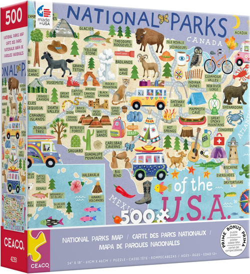 Ceaco - National Parks Map - 500 Piece Jigsaw Puzzle