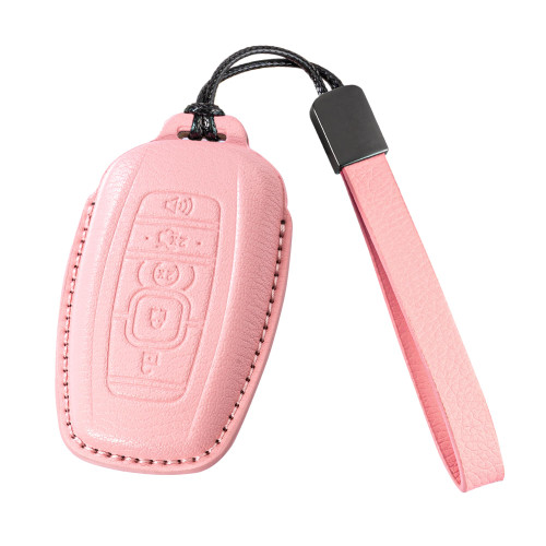 Riasot Leather Key Fob Cover for Lincoln Continental MKC MKZ MKX Navigator Nautilus Aviator Corsair 2017-2025 (Pink)