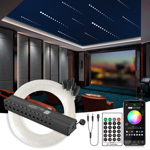 SUNKENET Meteor 3W 96pcs*0.03in*13.1ft Starlight Headliner Kit, 12LEDs Fiber Optic Lights Kit with Bluetooth APP/Remote Control+DC Power Splitter Cable for Car Roof/Home (Shooting Star Effect only) SUNKENET Meteor 3W 96pcs*0.03in*13.1ft Starlight Headliner Kit, 12LEDs Fiber Optic Lights Kit with Bluetooth APP/Remote Control+DC Power Splitter Cable for Car Roof/Home (Shooting Star Effect only)