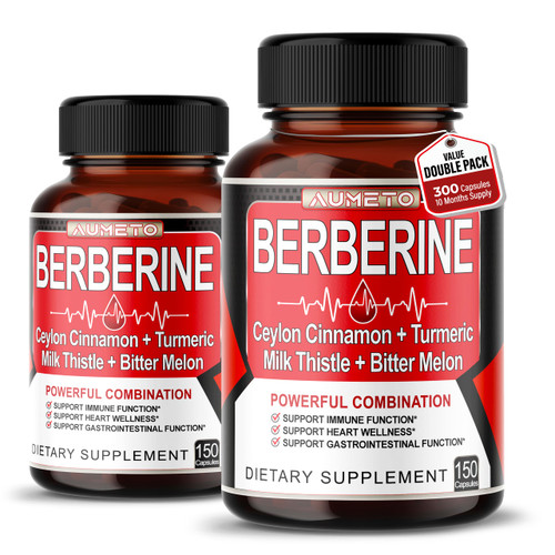 Berberine Supplement - Enhanced with Ceylon Cinnamon, Turmeric, Milk Thistle, Bitter Melon for Digestion, Immunity & Weight Managament Support (150 Count (Pack of 2))