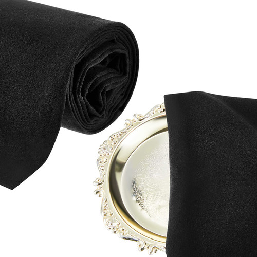 Jecery 2 Yards Anti Tarnish Silver Cloth Luxury Polishing Cloth by The Yard for Jewelry Silverware Flatware Silversmith Storage, 6.6 x 3.3 ft(Black)-1765337195