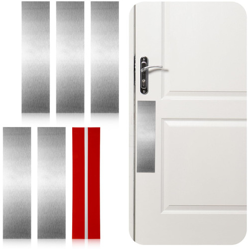 Otoolling 6 Pcs Door Scratch Protection Plate Door Metal Kick Plate 3" x 12" Self Adhesive Stainless Steel No Drill KickPlate for Interior, Exterior Doors, Sliver Otoolling 6 Pcs Door Scratch Protection Plate Door Metal Kick Plate 3" x 12" Self Adhesive Stainless Steel No Drill KickPlate for Interior, Exterior Doors, Sliver