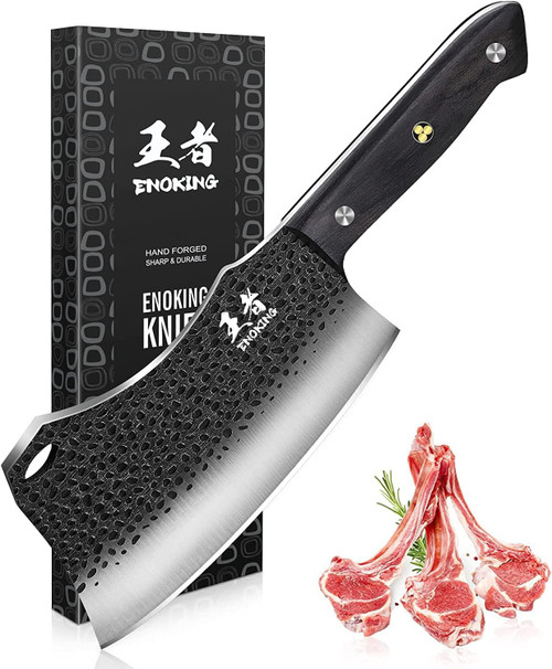 ENOKING 7.1″ Butcher Knife & Chef’s Knives – Hand Forged High Carbon Stainless Steel, Full Tang for Kitchen & Outdoor Meat Cutting-1765337514