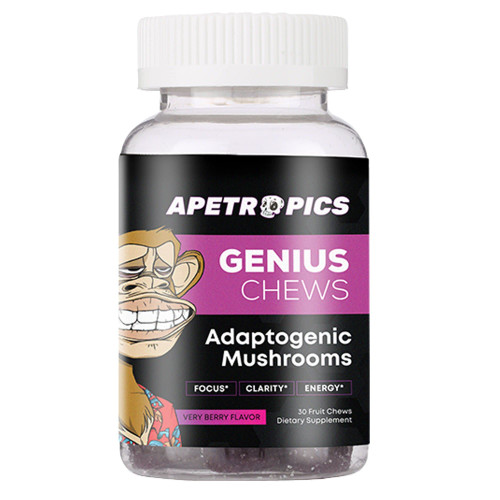 Apetropics Genius Chews - Brain Gummies with Lion’s Mane, Cordyceps, Reishi, and Turkey Tail Mushroom - Immune Support and Nootropic Brain Supplement - Very Berry Flavor - 30 Fruit Chews-1765337621