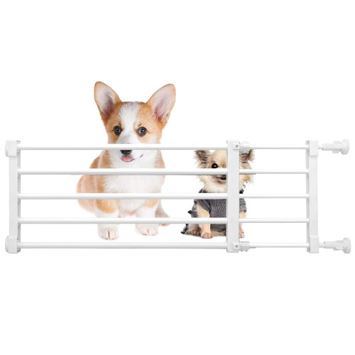 Short Dog Gate Expandable Dog Gate 22"-39.37" to Step Over,Pressure Mount Small Pet Gate,Low Pet Gate-Adjustable,Puppy Gate Indoor for Doorway,Stairs (White, S(9.4''H))-1765338658
