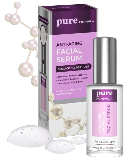 Pure Formula Collagen and Peptides Face Serum - Reduce Wrinkles & Fine Lines, Moisturizing, Skin Firming & Lifting Facial Serum - Cruelty Free Korean Skin Care For All Skin Types - 1.69 Fl. oz/ 50ml-1765339350