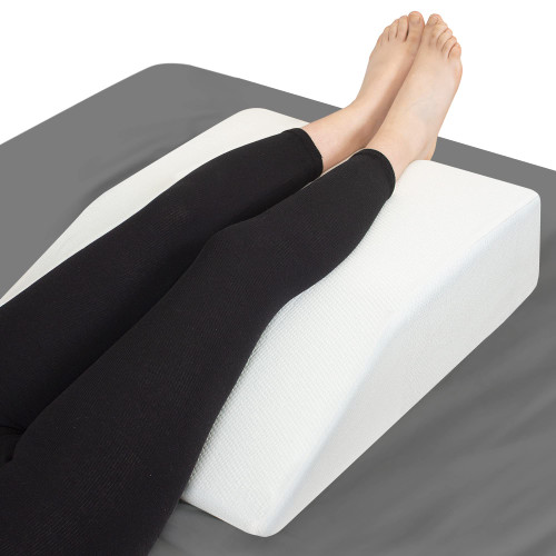 Leg Elevation Pillow with Memory Foam Top - Elevated Leg Rest Pillow for Circulation, Swelling, Knee Pain Relief - Wedge Pillow for Legs, Sleeping, Reading, Relaxing - Washable Cover (6 Inch)-1765341289