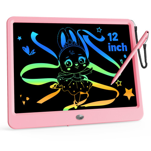 KOKODI 12 Inch LCD Writing Tablet with Anti-Lost Stylus, Erasable Doodle Board Colorful Toddler Drawing Pad, Car Travel School Games Toys for 3 4 5 6 7 8 Kids, Birthday Gift for Girls Boys Adults Pink-1765343743