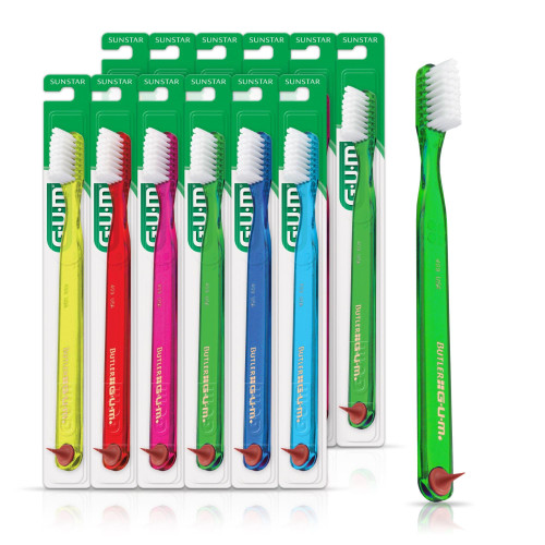 GUM Classic Soft Toothbrush, Includes Rubber Tip Dental Pick 1ct (Pack of 12)-1765344245