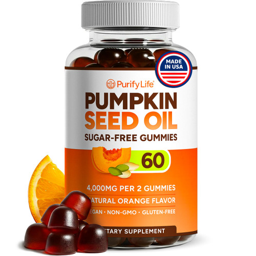 Sugar-Free Pumpkin Seed Oil Gummies (4,000mg/serving) Pumpkin Seed Oil for Hair Growth, Youthful Skin, Prostate Health, Immune & Urinary Tract Support-Natural Source of Essential Fatty Acids-60 Chews-1765344442