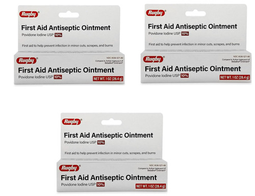 Major Pharmaceuticals Povidine Iodine USP First Aid Ointment for Cuts, Scrapes and Burns, 3 Count