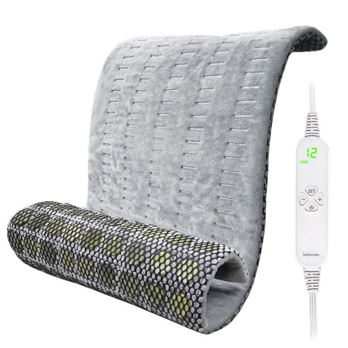 HELLOMOTO Jade Stone Heating Pad for Back Pain Relief, Electric Heating Pads with 156 Natural Jade Stones, Weighted Heating Pad with 12 Heat-Settings & 8 Timer Settings, HS01-1765345251