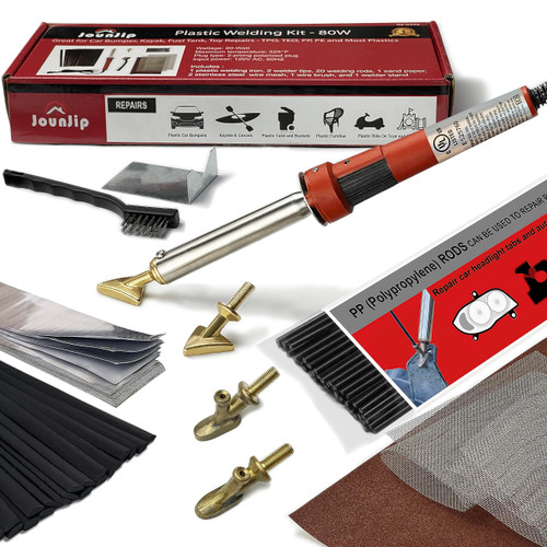 JOUNJIP Plastic Welding Kit Deluxe -UL Certified Plastic Welder 80W Iron- Professional Grade Plastic Repair Kit for Automotive Car Bumper, Kayak, Tank Repair-1765345290