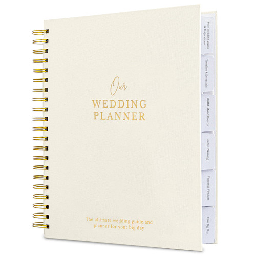Timeless Premium Linen Wedding Planner Book and Organizer – Wedding Planning Book, Comprehensive Keepsake & Countdown Binder, Perfect Engagement Gift for Women, 11" x 9" (Cream)