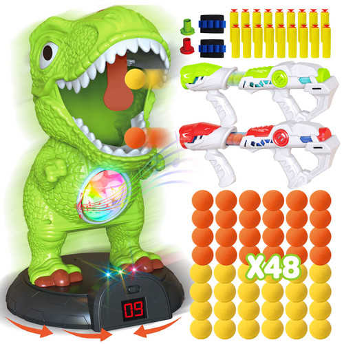 Moveable Dinosaur Shooting Game Toy, KPPIT Shooting Target for Kids with 2 Air Toy Guns,LCD Score Record,Electronic Target,Dinosaur Shooting Toy for Boys Kids 5 6 7 8+ Year Old Christmas Birthday Gift-1765346284