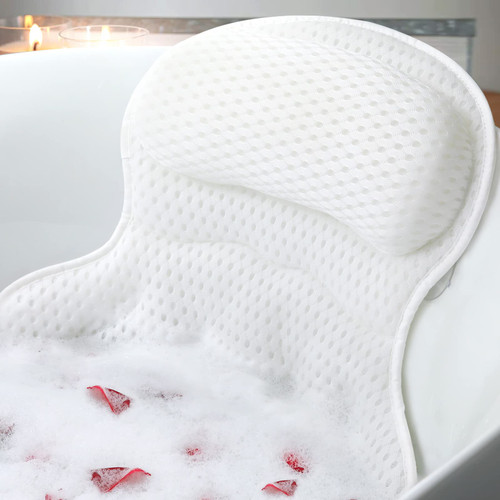 Bath Pillow Bathtub Pillow, Luxury Bath Pillows for Tub Neck and Back Support, Bath Tub Pillow Headrest with Soft 4D Mesh Fabric and Non-Slip Suction Cups, Relaxing Bath Accessories Spa Gifts-1765347322