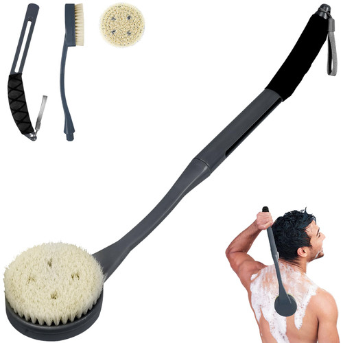 Back Brush Long Handle for Shower, 20.5” Back Bath Brush for Shower, Back Scrubber, Exfoliation and Improved Skin Health for Elderly with Limited Arm Movement, Disabled, Pregnant Women-1765347916