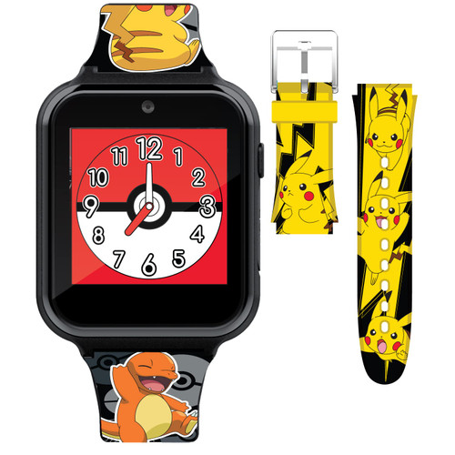 Pokémon Interactive Kids Smartwatch with Touchscreen, Interchangeable Pikachu & Friends Straps, Built-in Camera, Games, Alarm, Stopwatch, Calculator, and 10 Watch Faces - Fits Wrists 5.5"-8"