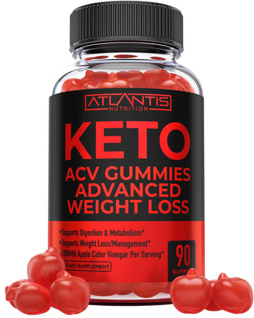 Atlantis Nutrition Keto ACV Gummies for Weight Loss - Supports Digestion, Weight Loss, Detox & Cleansing - Apple Cider Vinegar Gummies Formulated with 1000MG ACV Per Serving - 90 Count