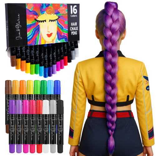 Jim&Gloria 16 Dustless Hair Chalk for Girls Washable Dye, Birthday Gifts for Teen Girls Makeup Kit, Temp Paint Temporary Hair Color for Teen Girl Gifts Trendy Stuff