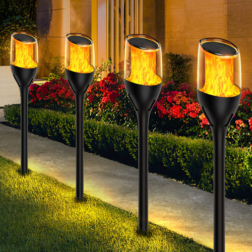 WdtPro Upgraded Solar Lights Outdoor, 8 Pack Taller Flickering Flame Solar Torch Lights, Waterproof Halloween Lights Solar Powered, Flame Light for Halloween Outside Patio Yard Decor
