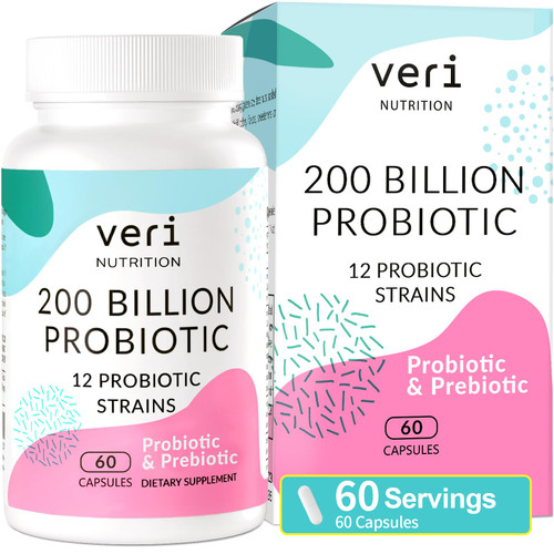 200 Billion CFUs Probiotics for Women & Men - 12 Diverse Probiotic + Organic Prebiotics, Daily Probiotics for Digestive Gut & Immune Health, Bloating, Shelf Stable - 60 Capsules (60-Day Supply)