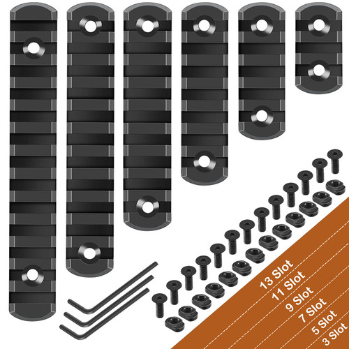 REERON Single Picatinny Rails,3 5 7 9 11 13 Slot Aluminum Single-Sided Picatinny Rail Accessory with 13 T-Nuts & Screws, 3 Allen Wrench