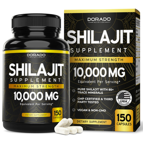 Shilajit Capsules (150 Count) Premium Shilajit Supplement for Men (High in Trace Minerals, No Fillers, Manufactured in The USA) 1000mg Per Serving, Third Party Tested, Non-GMO & Vegan Safe