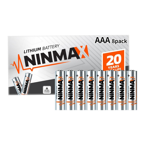 NINMAX Lithium AAA Batteries, 8 Pack 1.5V 1350mAh Longest Lasting Triple A Batteries for High-Tech Devices【Non-Rechargeable】