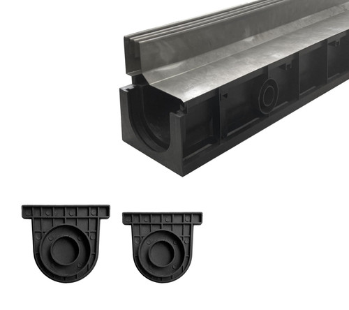 Natotela Slot Channel Drain with 304 Stainless Steel Grate-39.4Lx6.1Wx8.6H in. Deep Profile Trench Drain System for Landscaping,Trench Drain for Patio,A15 Hidden Drain Channel with Metal Grate