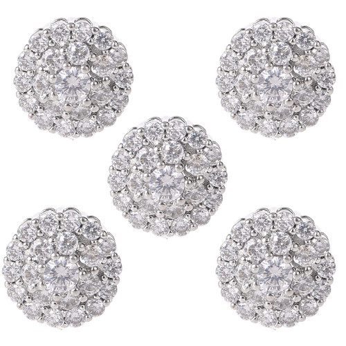 OVERTOYOU Decorative Button, 5Pcs 12mm Crystal for Rhinestone Flower Round Buttons with Loop Metal Embellishm, As Pictures Shown-1765514905