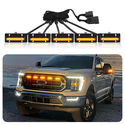LED Grill Light Only for 2021 2022 2023 F150 XL XLT OEM Grille with Original LED Headlights,Yellow Raptor Lights-1765514920
