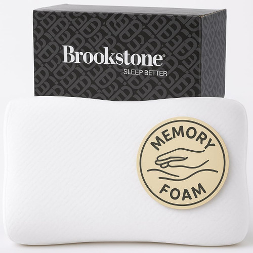 Brookstone Memory Foam Pillow - Supportive Pillows Adapt to Body's Curves for Optimal Comfort, Pressure Relief - for Side, Back & Stomach Sleepers - Removable, Washable Cover-1765515107