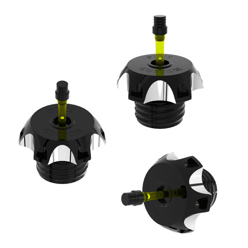 PJMTCUSTOM Black CNC-Cut Anti-Leak Gas Fuel Tank Cap Cover with Breather Hose Fits for Harley Davidson Softail Dyna Sportster Touring (Black)