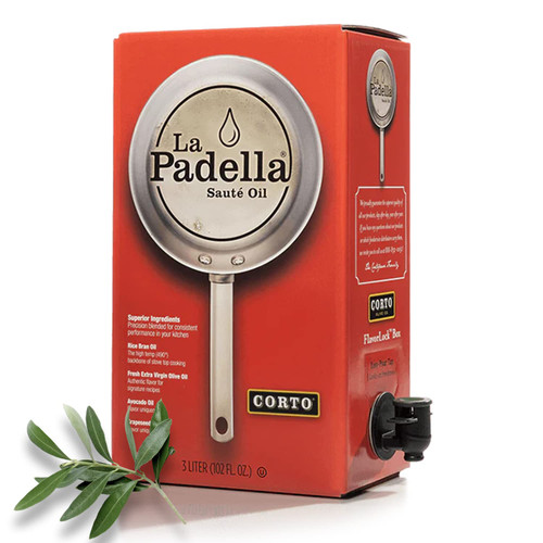 Corto La Padella® High Smoke Point Cooking Oil | Chef-Grade Sauté Oil Blend with Grapeseed, Avocado, Rice Bran Oils | Oxygen-Free FlavorLock Box | 3L