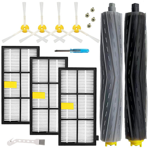 Replacement Parts for irobot Roomba 805 960 860 861 866 870 880 890 900 960 980 981 985 Robot Vacuum, 1 Debris Extractor 3 Filters 4 Side Brushes & 4Screws